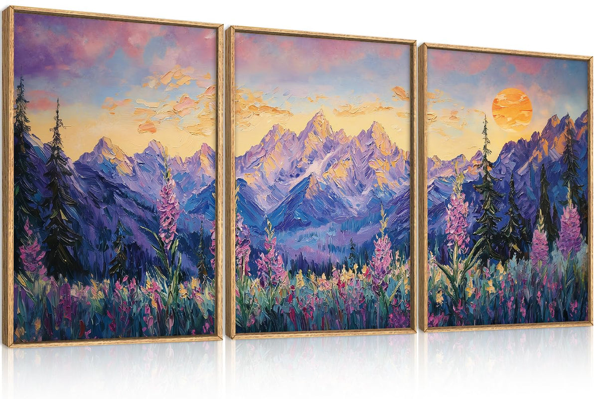 HOURIA Blue White Abstract Neutral Framed Canvas Wall Art Set- 16"x24"x3