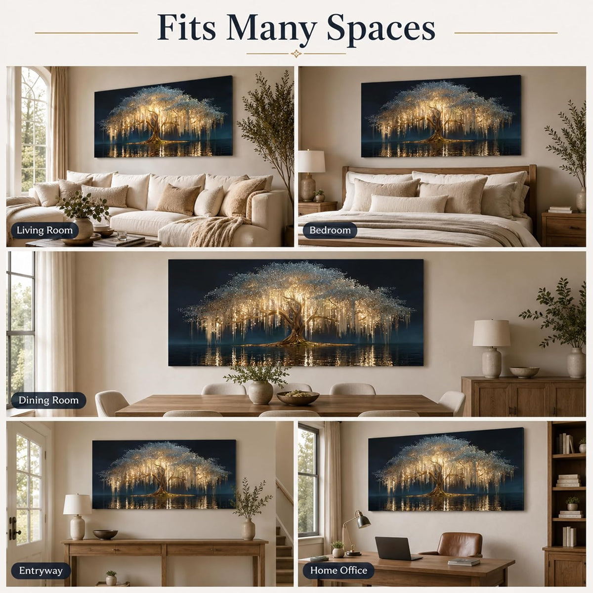 MBFKVFE Large Tree of Life Canvas Wall Art, 20x40 Inch