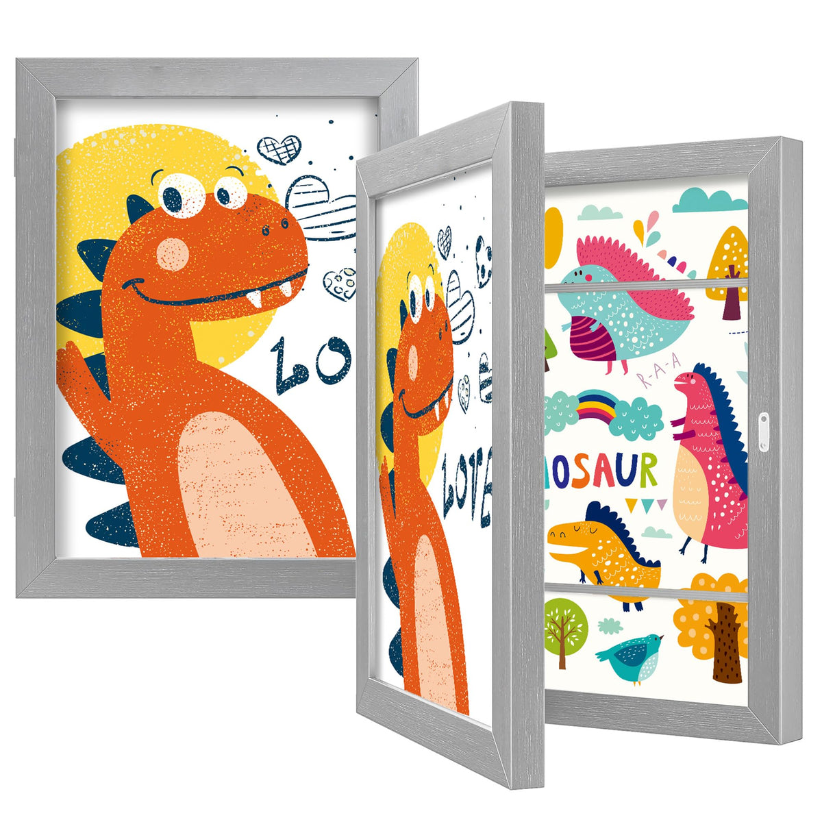BAIJIALI Black Art Frames for Kids Artwork - Front Opening Holds 150 Drawings, 3D Crafts - 2 Packs 8.5x11 with mat or 9x12 without Mat