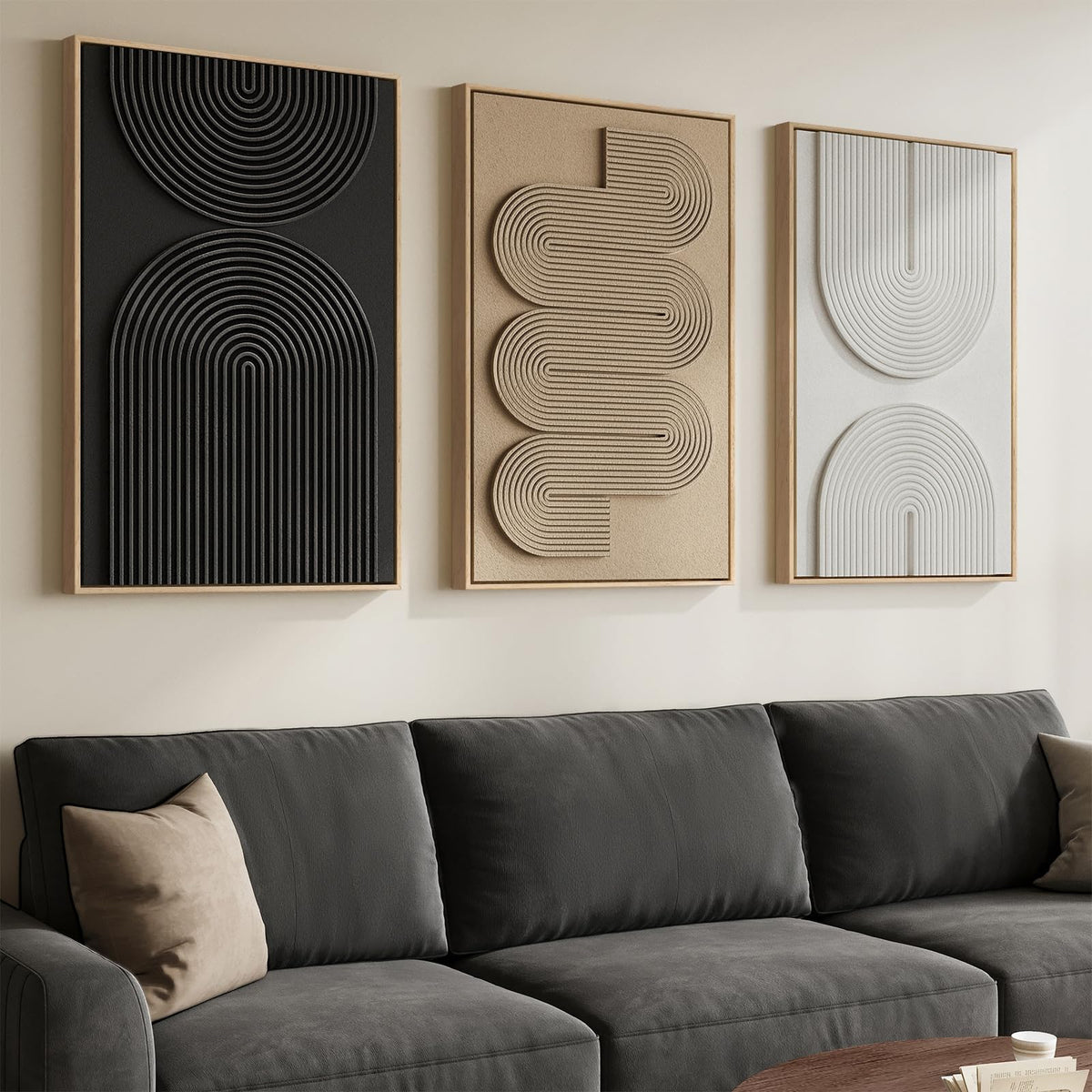 Large Wood Abstract Wall Art for Living Room, Modern 3D Artwork for Walls