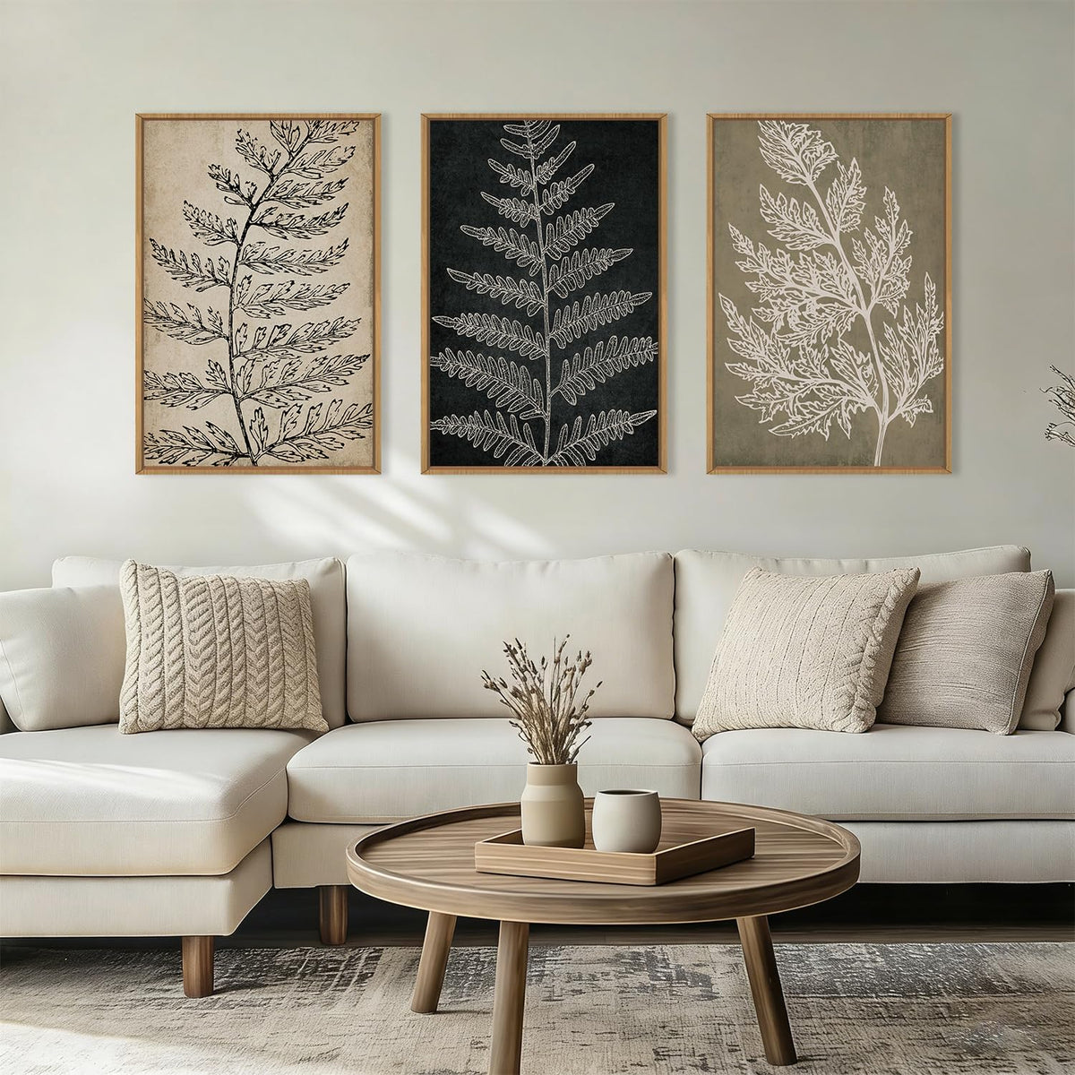KAIRNE Neutral Abstrcat Landscape Framed Canvas Wall Art Set-40"x20"x1