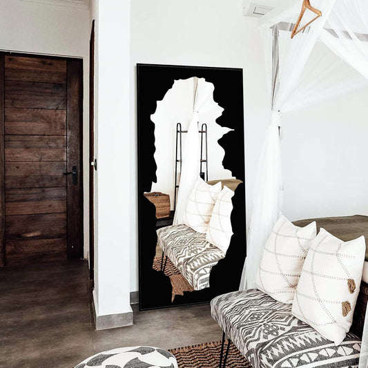 Full Length Mirror for Wall, 55"x28" Black Abstract Wall Decor Mirror