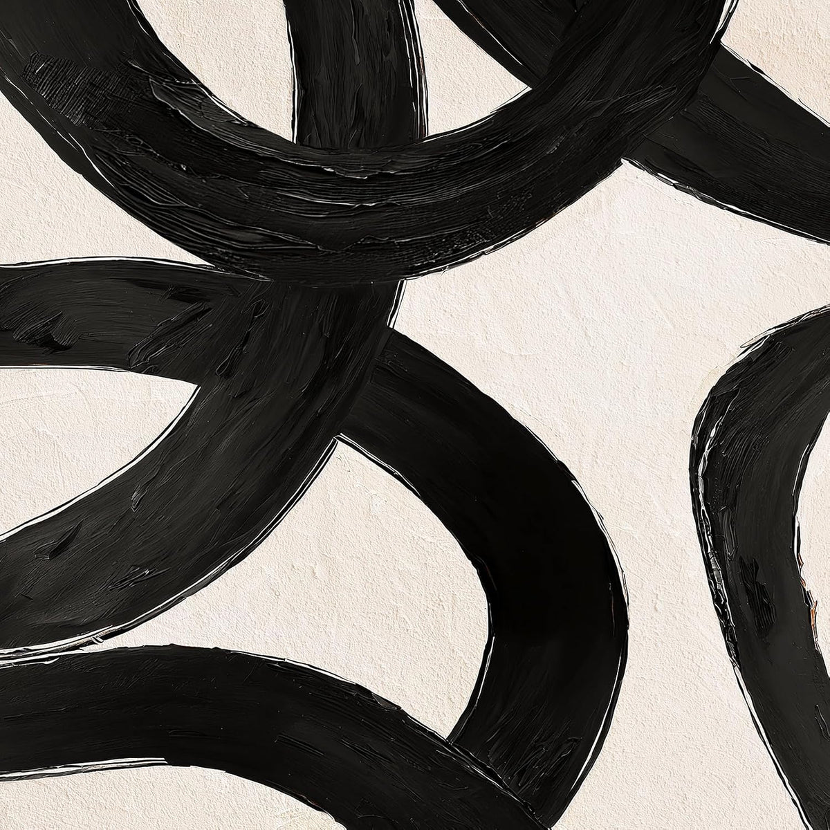 Framed Boho Black and White Brown Modern Abstract Wall Art for Living Room