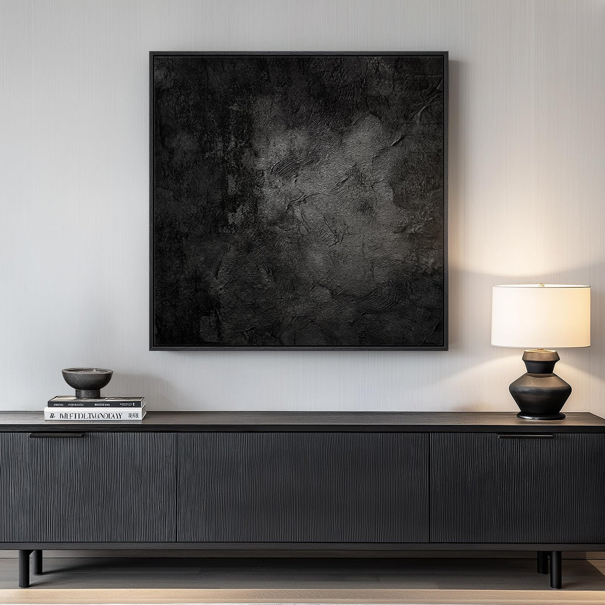 Framed Neutral Organic Abstract Canvas Wall Art for Dining Room, 30x30 Inch