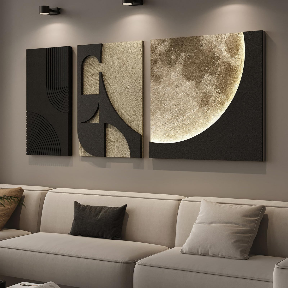 Large Framed Blue Abstract Wall Art for Living Room, Modern 3D Artwork