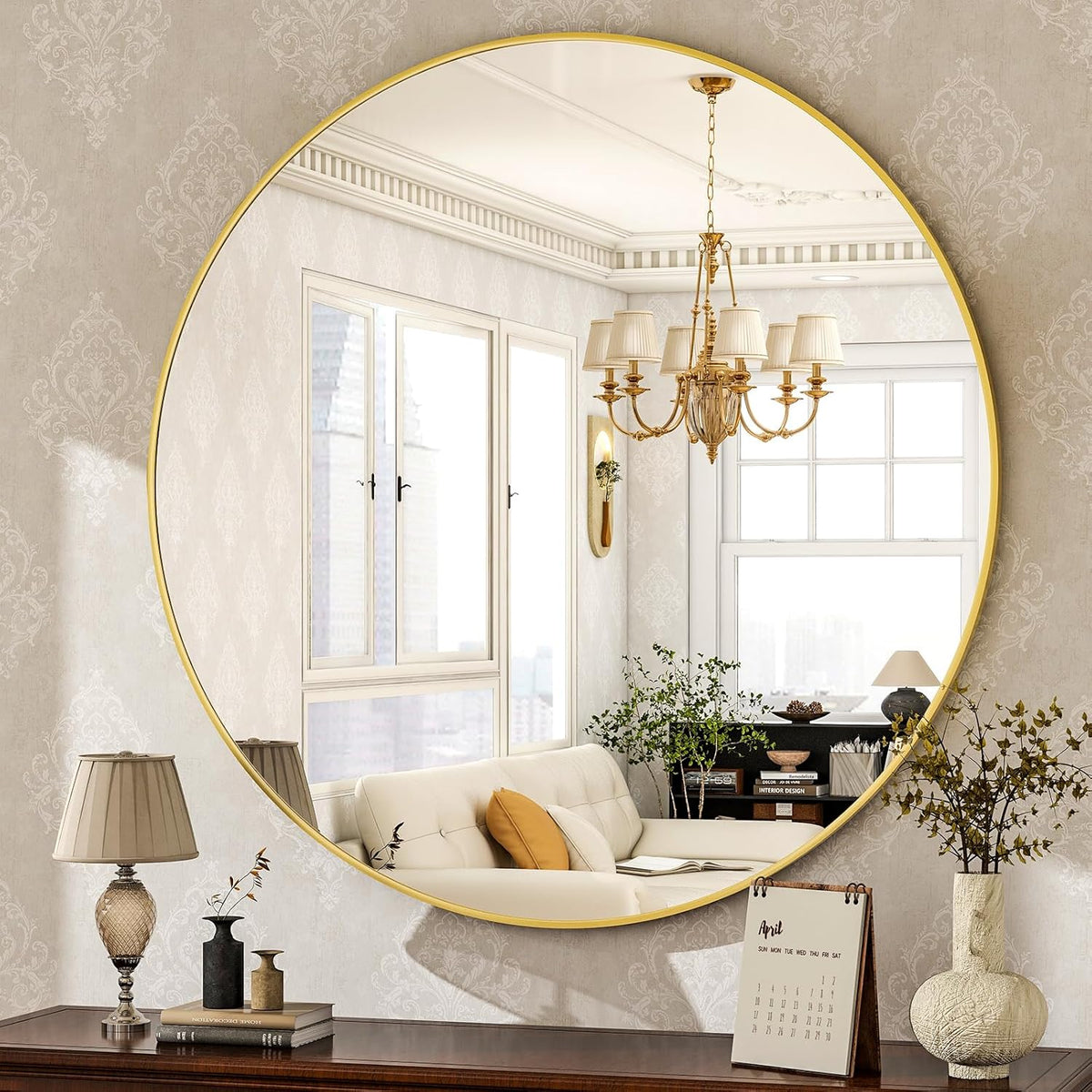 HARRITPURE Round Mirror 30 Gold Wall Mounted Circle Mirrors