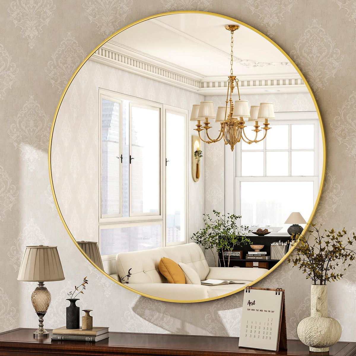 HARRITPURE Round Mirror 30 Gold Wall Mounted Circle Mirrors