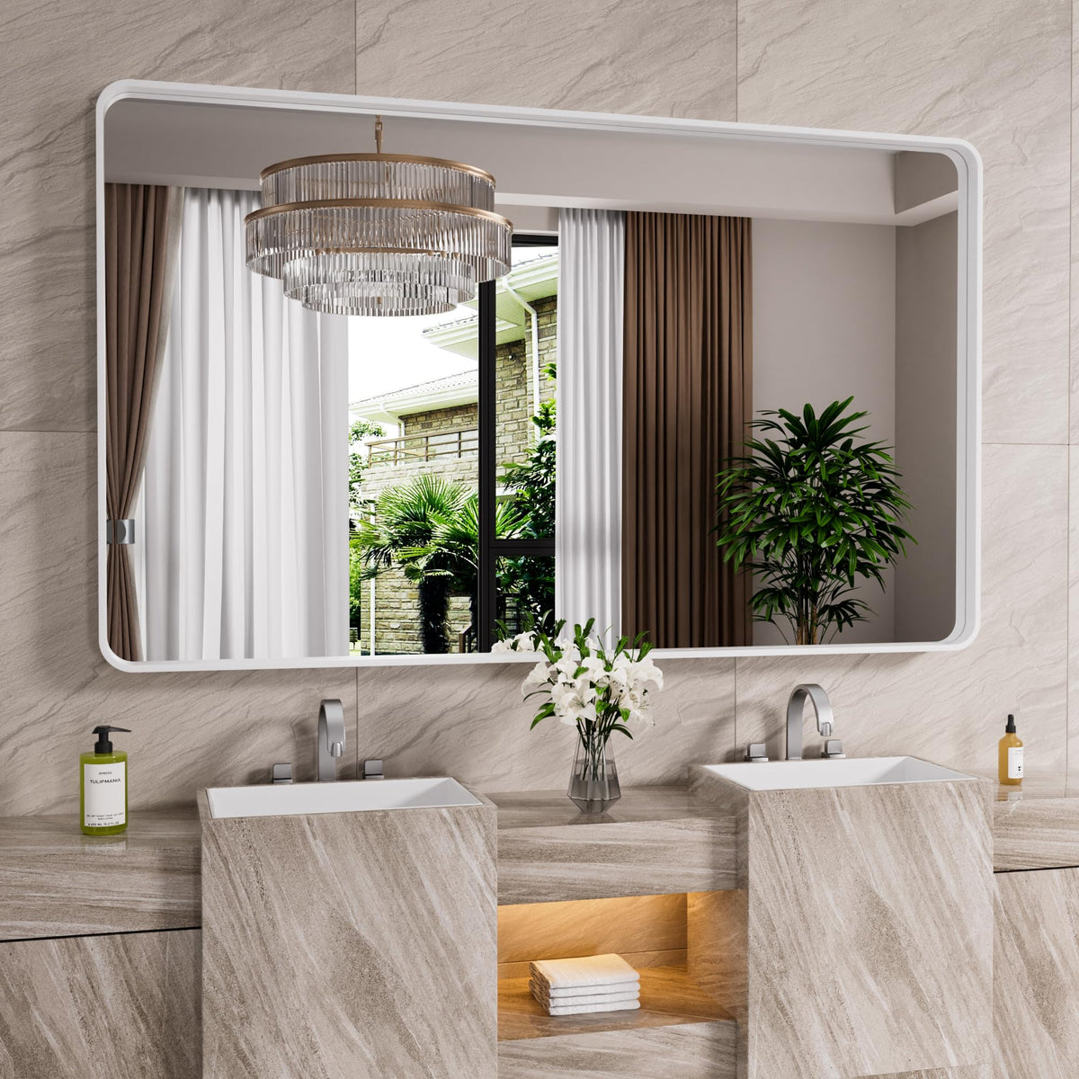 JISOSO 22x30 Inch Black Bathroom Mirror Metal Framed