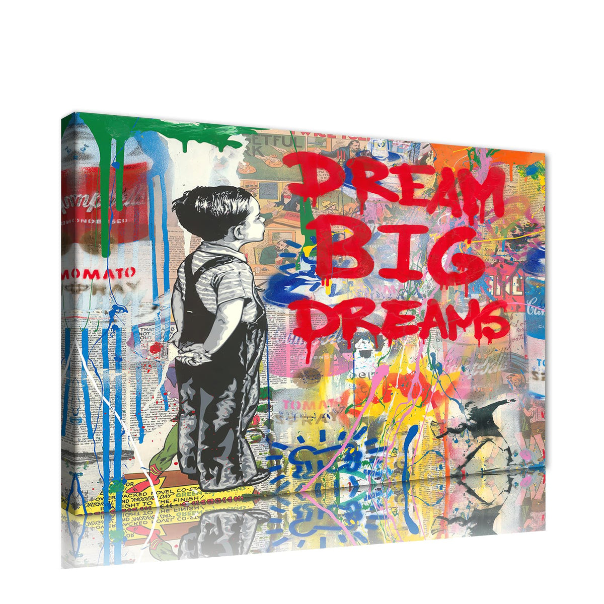 Banksy Wall Art Graffiti Street Giclee Canvas Paintings Poster and Prints Kid Wall Pictures girl Figure Street Picture Artwork Modern Framed Art for Home Wall Decor 24”Wx36”H