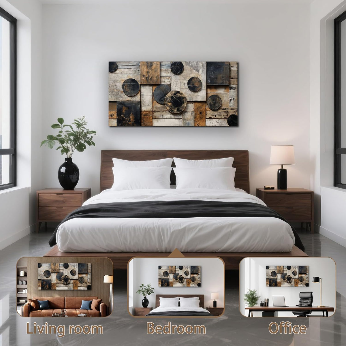 SSNEEKNDG Abstract Wall Art Geometric Black and Brown Canvas Art 20"x40"