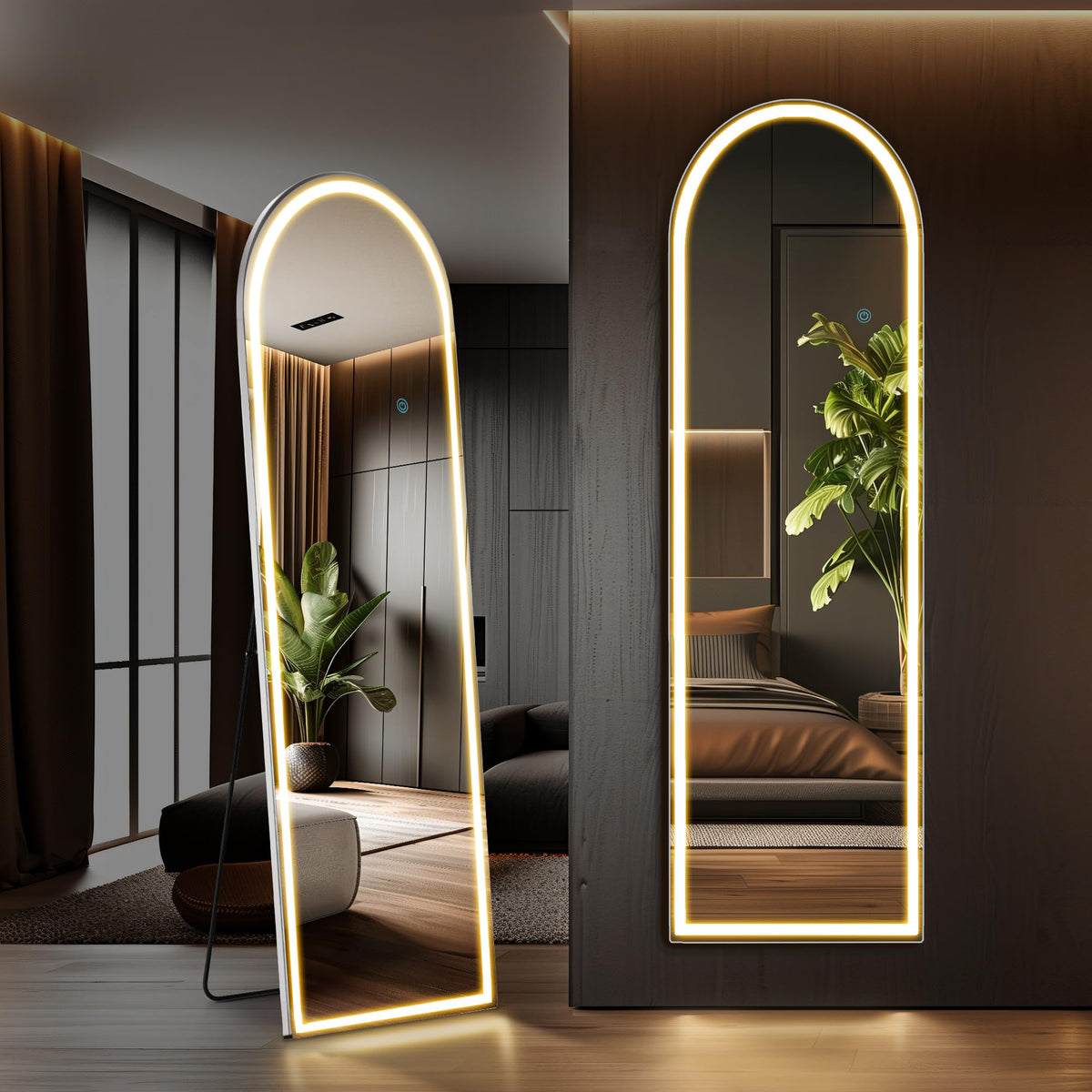 Sweetcrispy LED Full Length Floor Mirror, 65"x21" Lighted Full Body Mirror