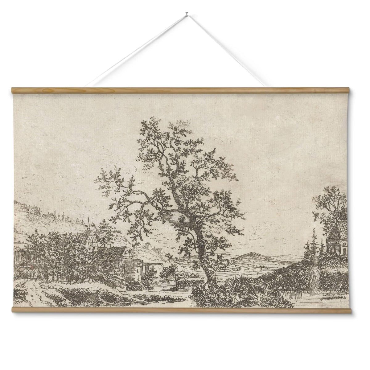 ARPEOTCY Extra Large Vintage Framed Wall Art, Fall Landscape Print, 36x54In