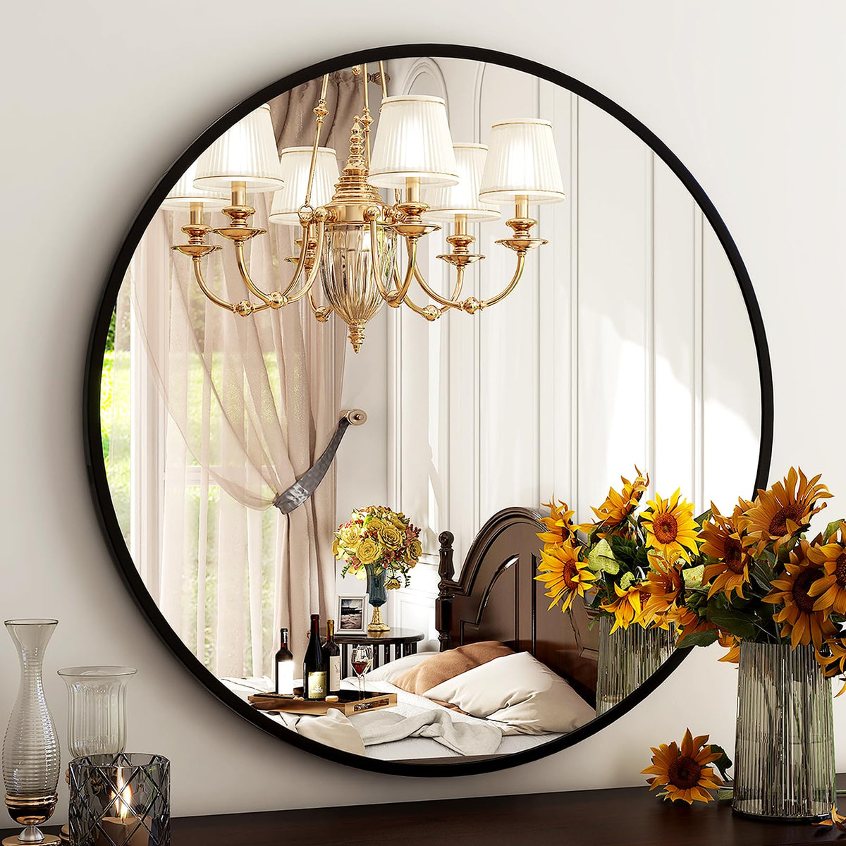 HARRITPURE Round Mirror 30 Gold Wall Mounted Circle Mirrors