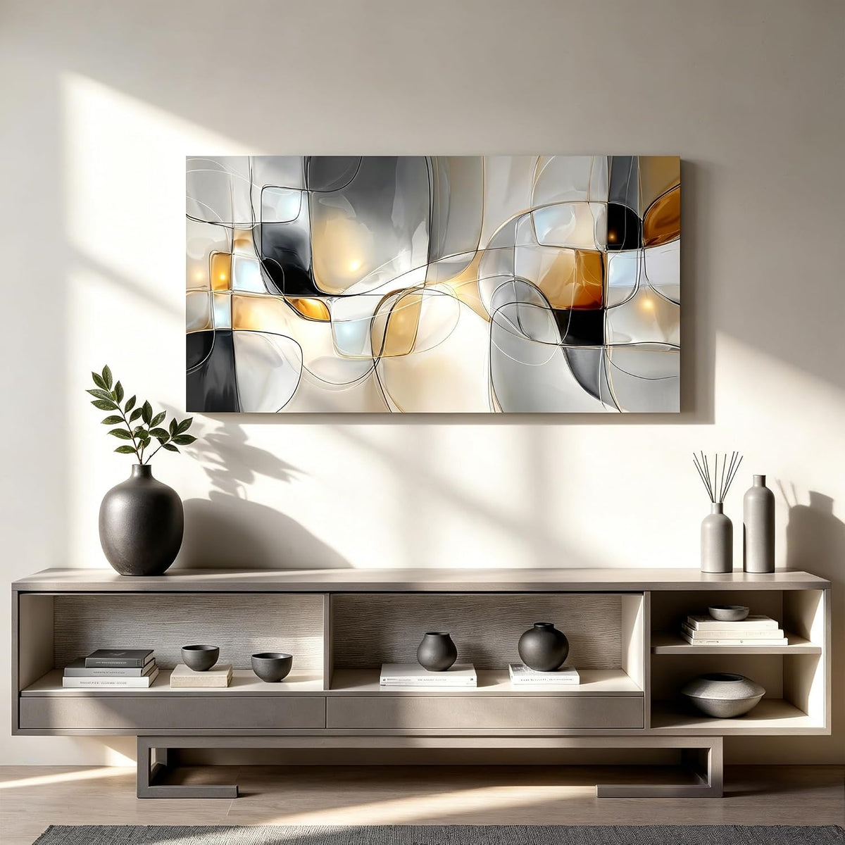 I@U Geometric Abstract Wall Art Decor Modern Gray White Wall Art Prints Canvas Wall Art Decor For Living Room Office Bathroom Kitchen Bedroom Artwork For Walls Decor Canvas Prints 20x40 Inch