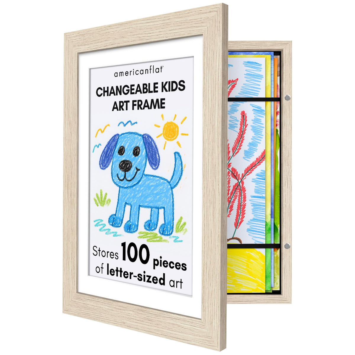 Americanflat 8.5x11 Changeable Kids Art Frame 2-Pack - Black