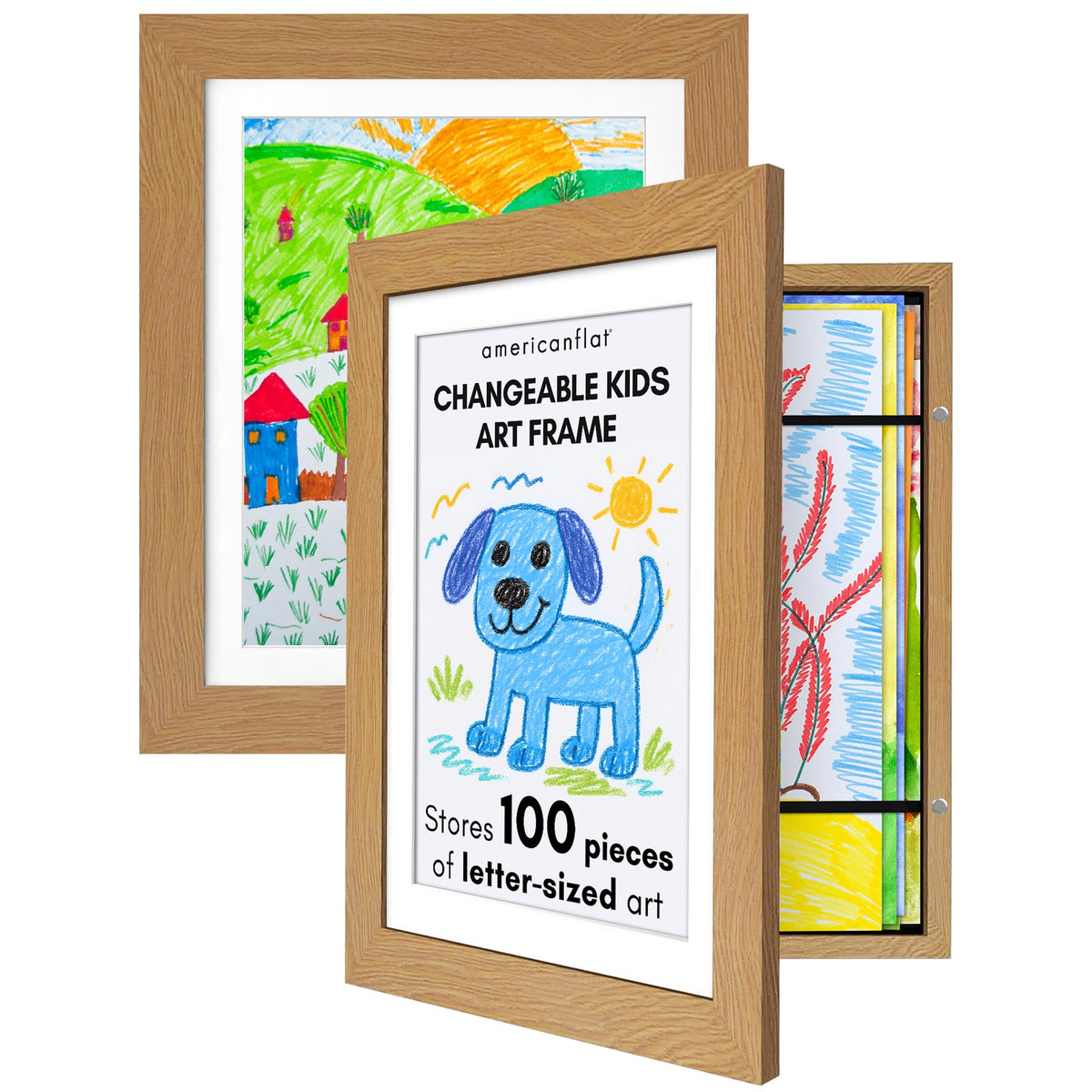 Americanflat 8.5x11 Changeable Kids Art Frame 2-Pack - Black