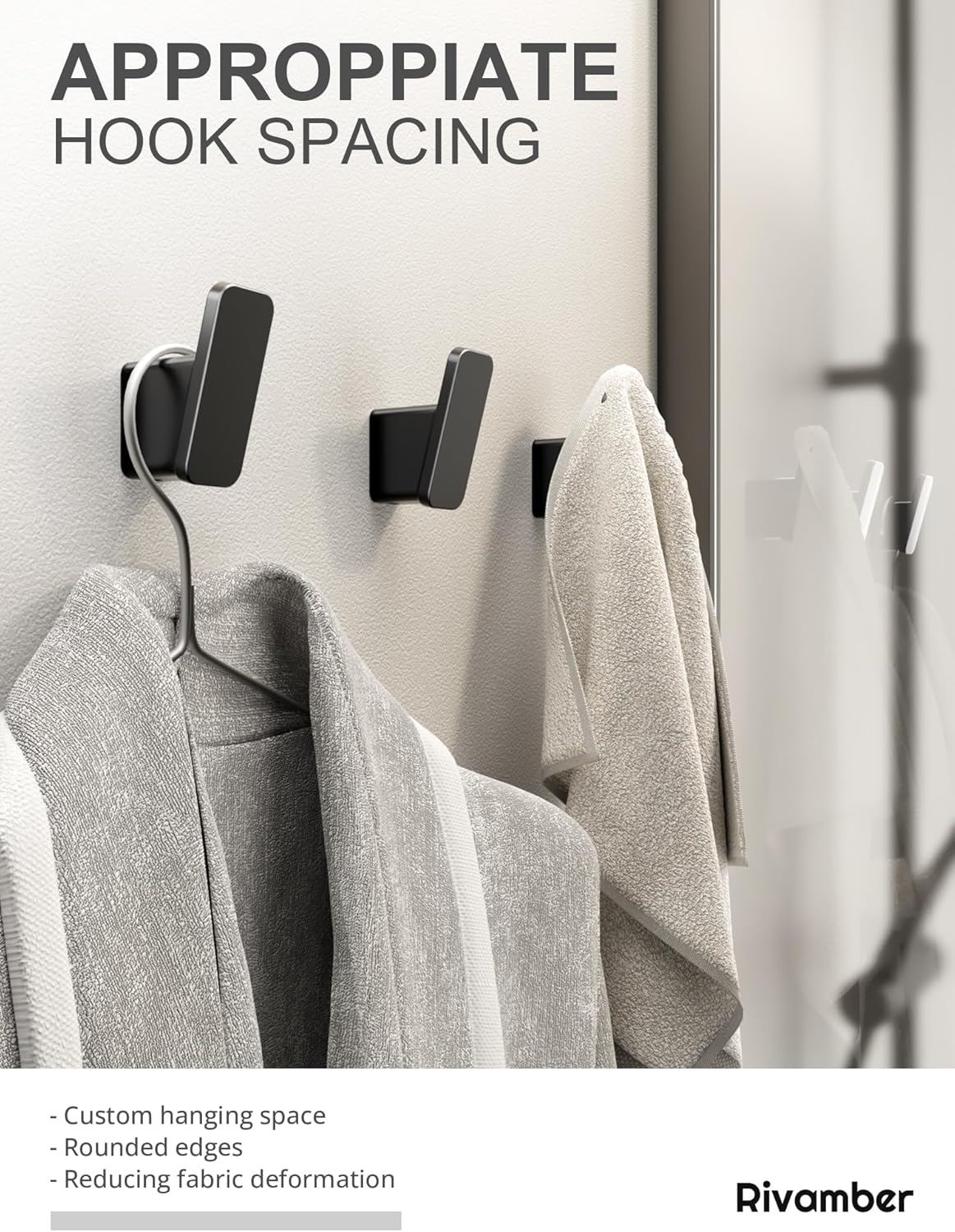 4-Pack Matte Black Towel Hook for Bathroom, Robe Coat Hook, Heavy Duty Wall Hooks for Hanging Bag Hat Mudroom Bedroom Shower Closet, Drill in Hanger Mount with Screw, Holder Back of Door Outdoor