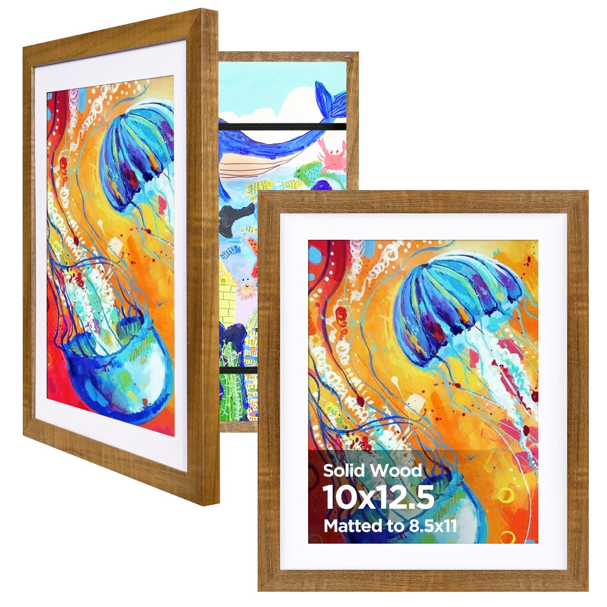 KINLINK 9x12 Kids Art Frame, Natural Artwork Frames 2 Pack