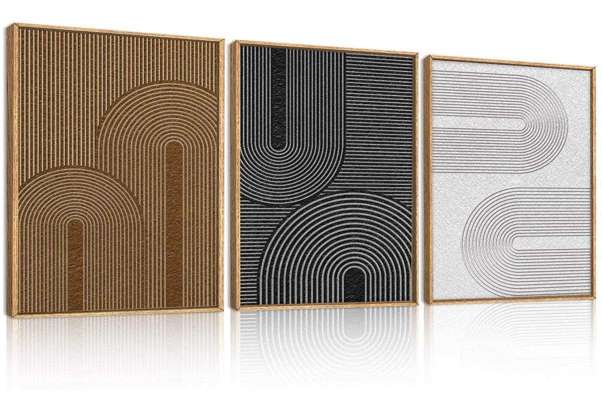 BINCUE Neutral Abstract Wall Art Beige Large Wall Decor Boho Mid Century Modern Artwork Art Print for Living Room Bedroom Office 24"x36" Set of 3 Gift