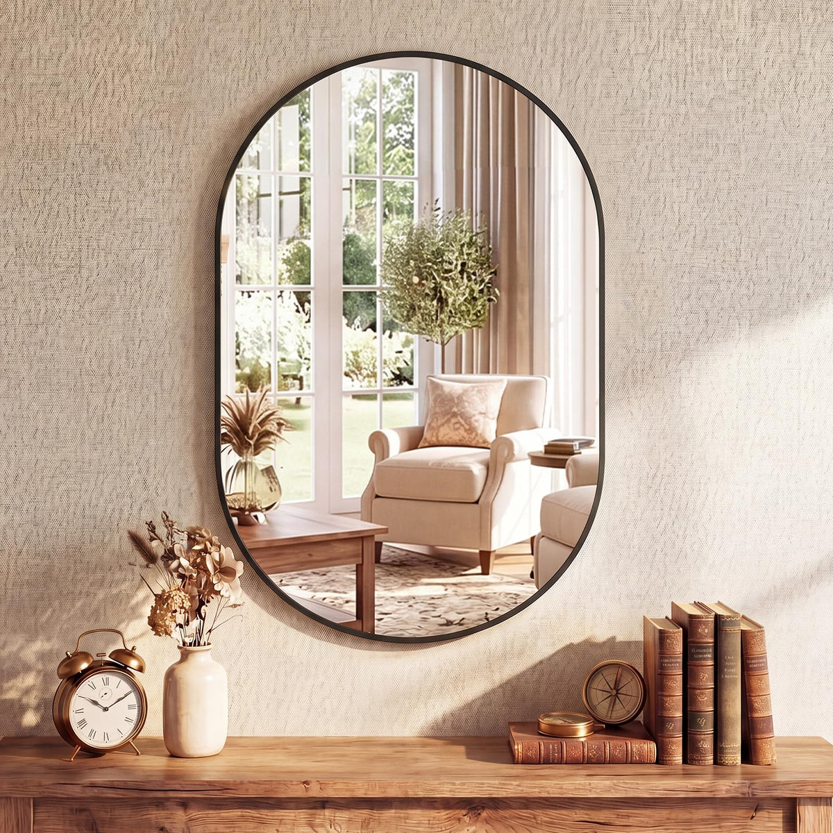 DUMOS Round Wall Mirror 28 Inch, Bathroom Wall Circle Mirror