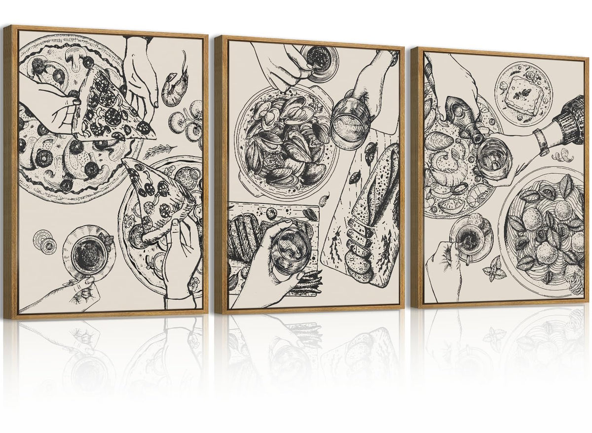 BINCUE Neutral Abstract Wall Art Beige Large Wall Decor Boho Mid Century Modern Artwork Art Print for Living Room Bedroom Office 24"x36" Set of 3 Gift