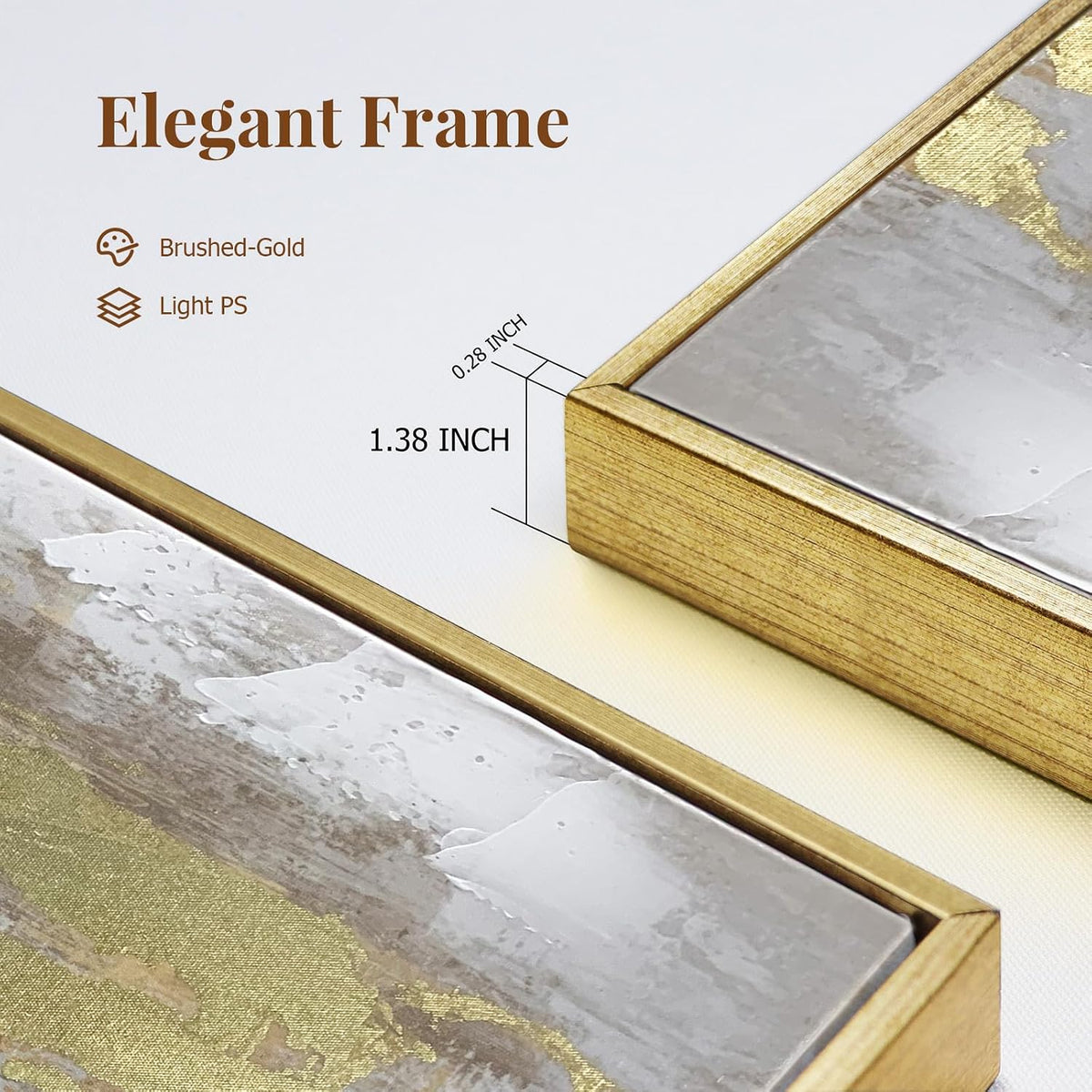Zessonic Large Gold Abstract 3D Textured Hand-painted Wall Art, 24"x32"