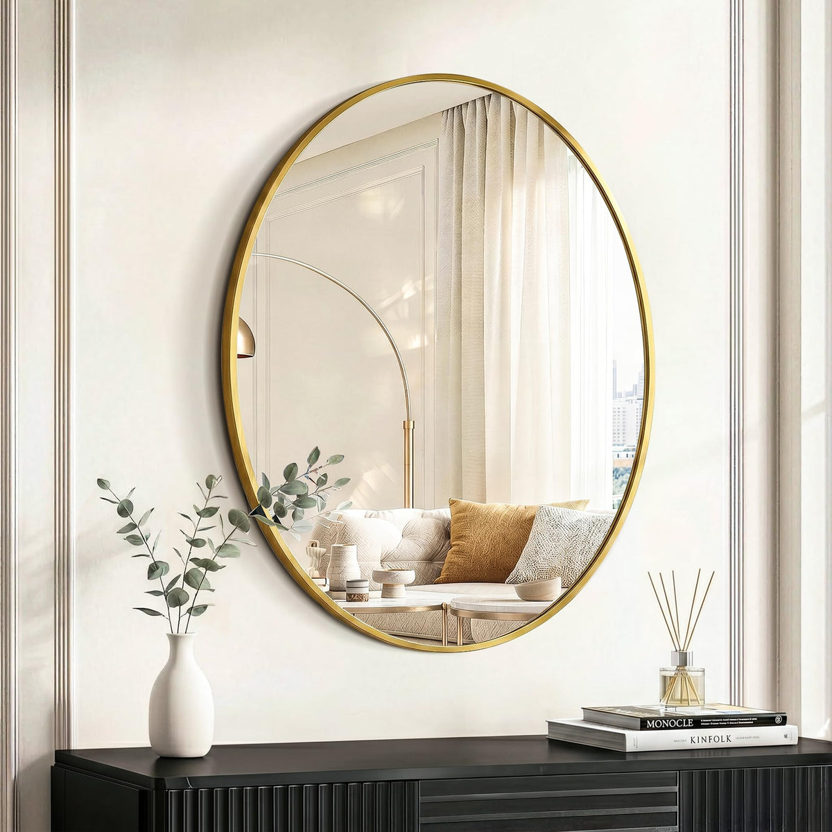Black Oval Bathroom Mirror for Over Sink, 2 Pack 24"x36" Wall Mirror