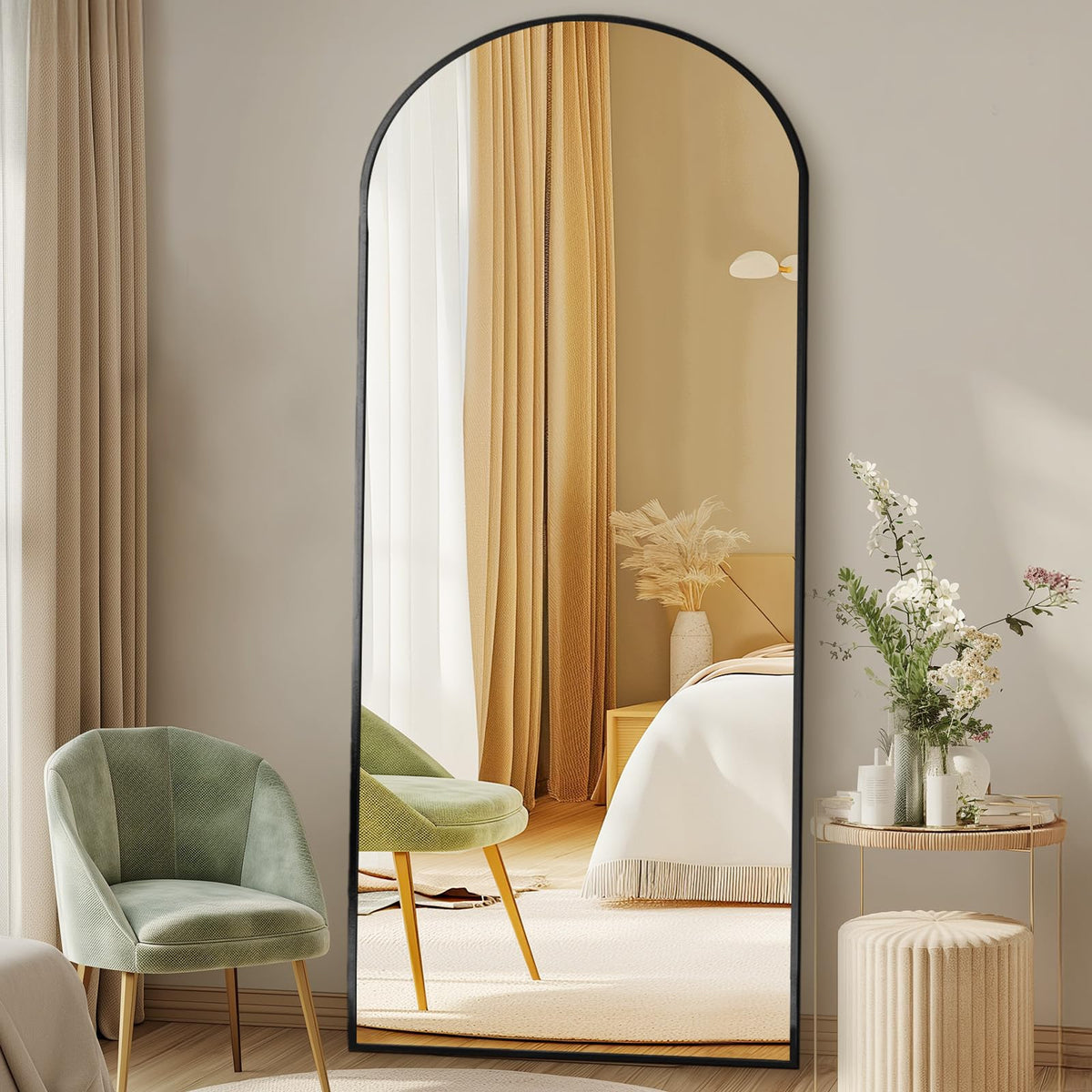 DUMOS 64"x21" Full Length Mirror with Stand, Full Body Floor Mirror