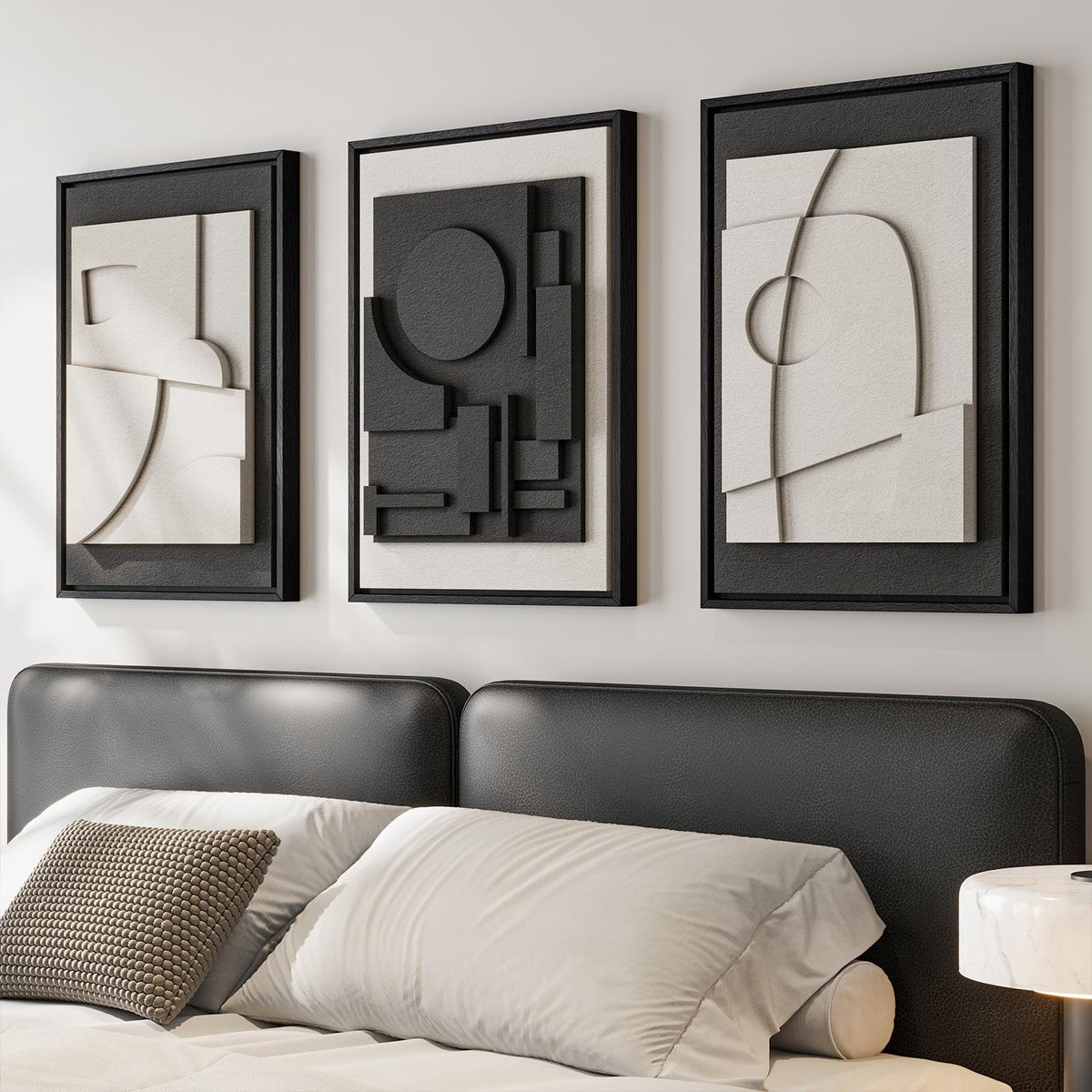 Large Framed Blue Abstract Wall Art for Living Room, Modern 3D Artwork