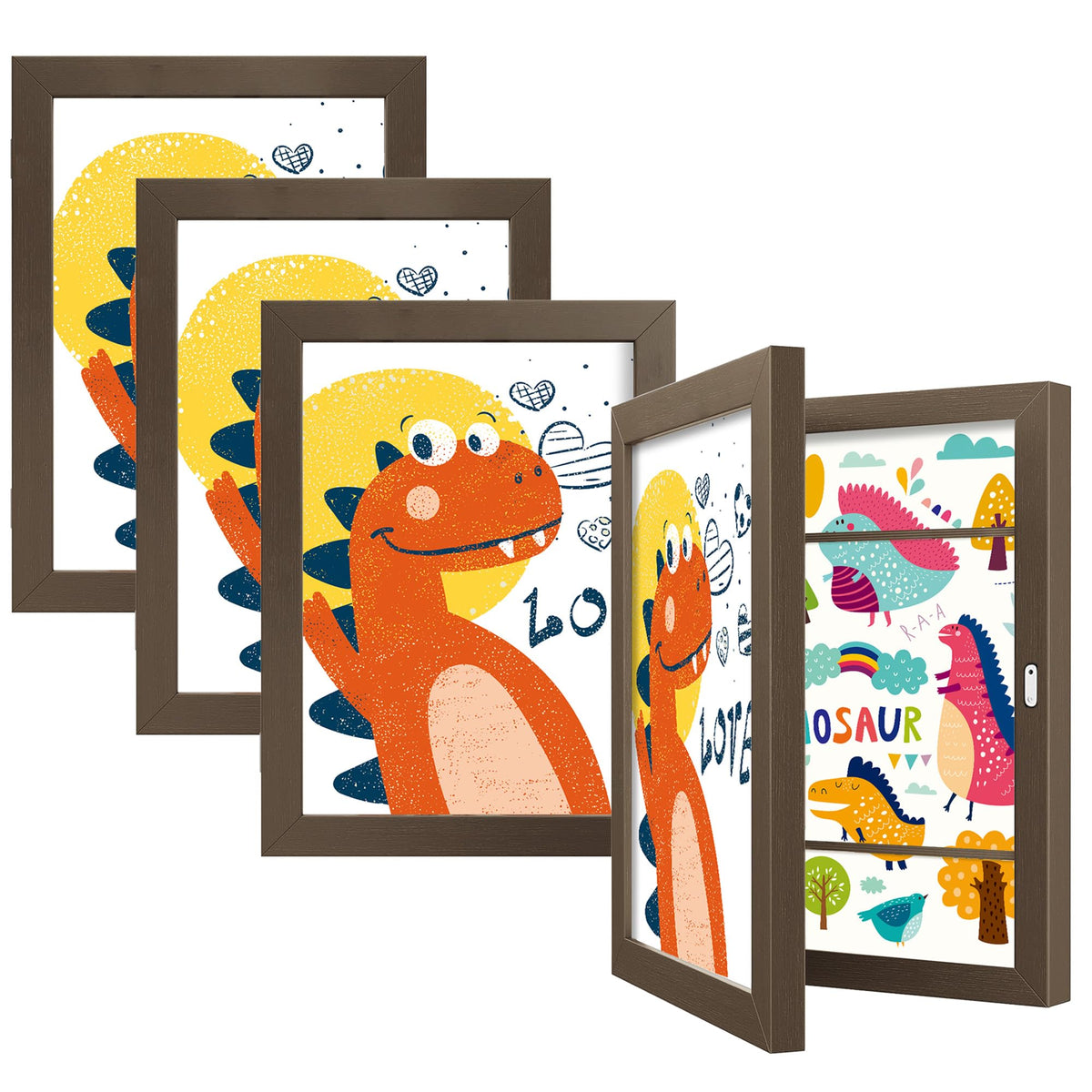 BAIJIALI Black Art Frames for Kids Artwork - Front Opening Holds 150 Drawings, 3D Crafts - 2 Packs 8.5x11 with mat or 9x12 without Mat