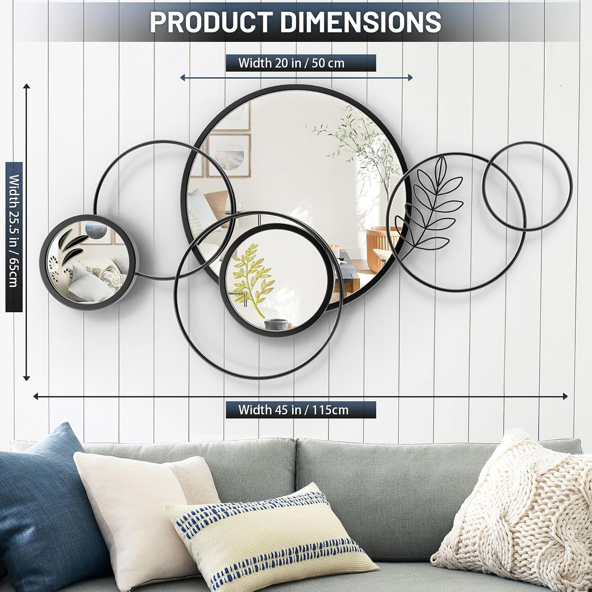 Wall Mirror Decorative, Round Decorative Mirror, Large Decor Metal Wall Art