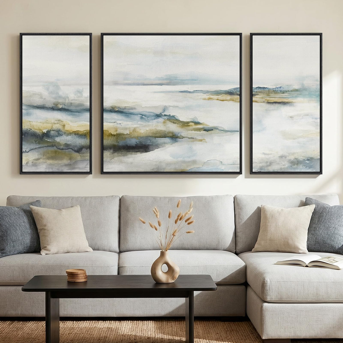 Large Framed Boho Black White Abstract Wall Art for Living Room, 24x36 In