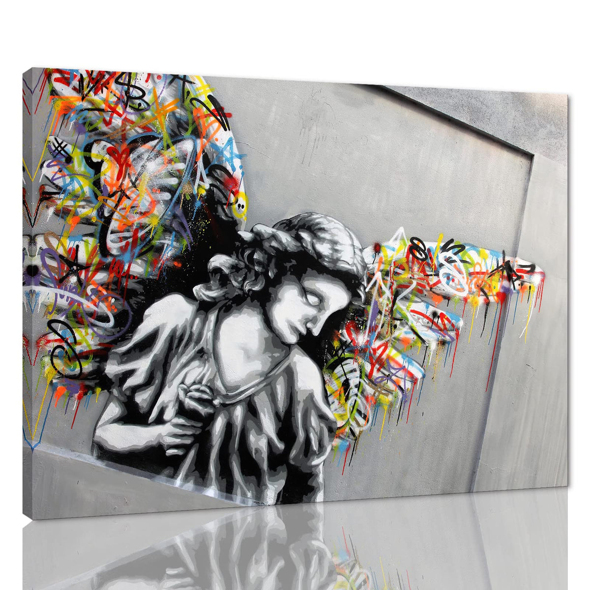 Banksy Wall Art Graffiti Street Giclee Canvas Paintings Poster and Prints Kid Wall Pictures girl Figure Street Picture Artwork Modern Framed Art for Home Wall Decor 24”Wx36”H