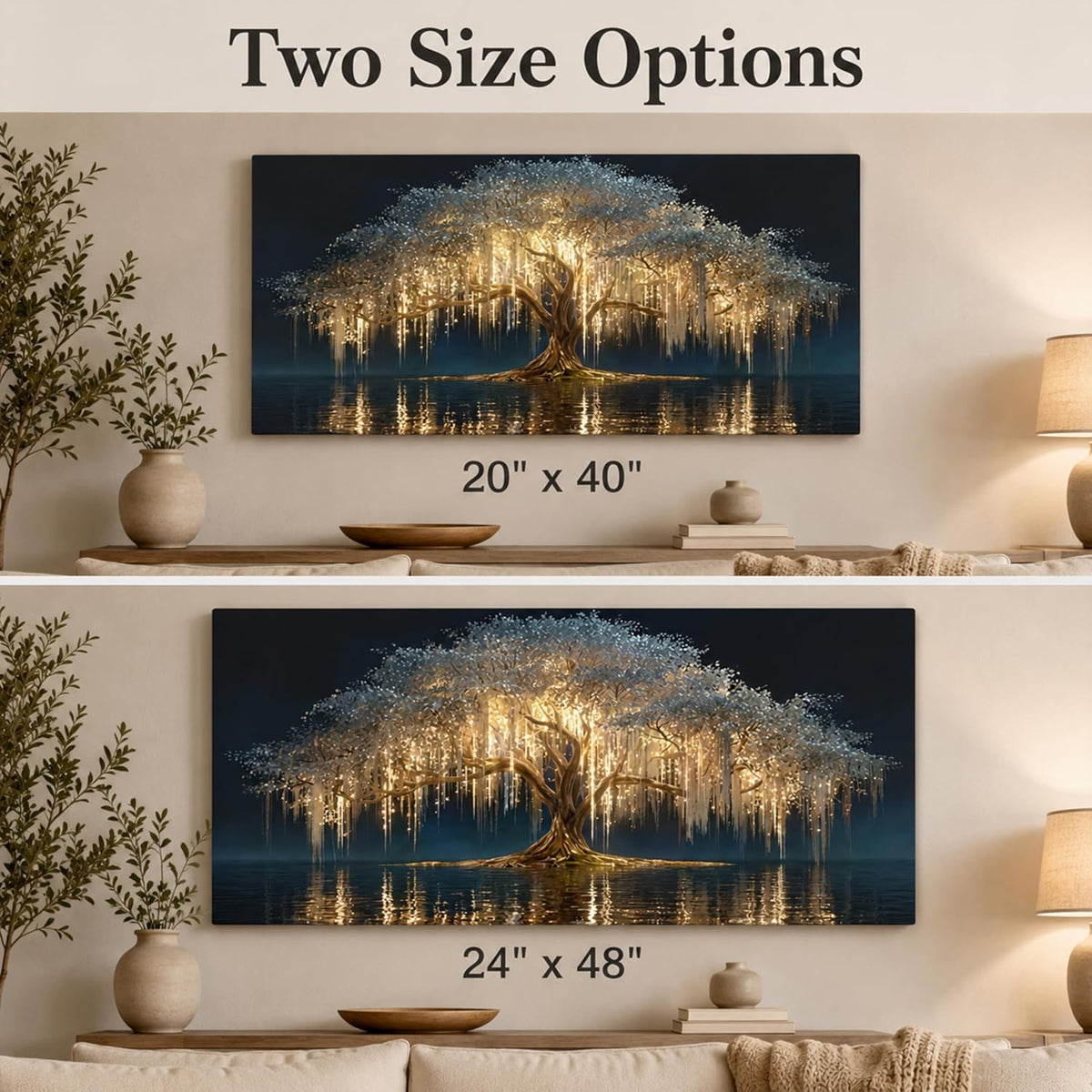 MBFKVFE Large Tree of Life Canvas Wall Art, 20x40 Inch