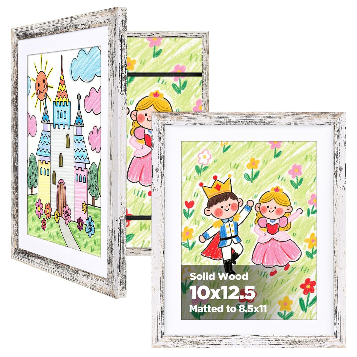 KINLINK 9x12 Kids Art Frame, Natural Artwork Frames 2 Pack