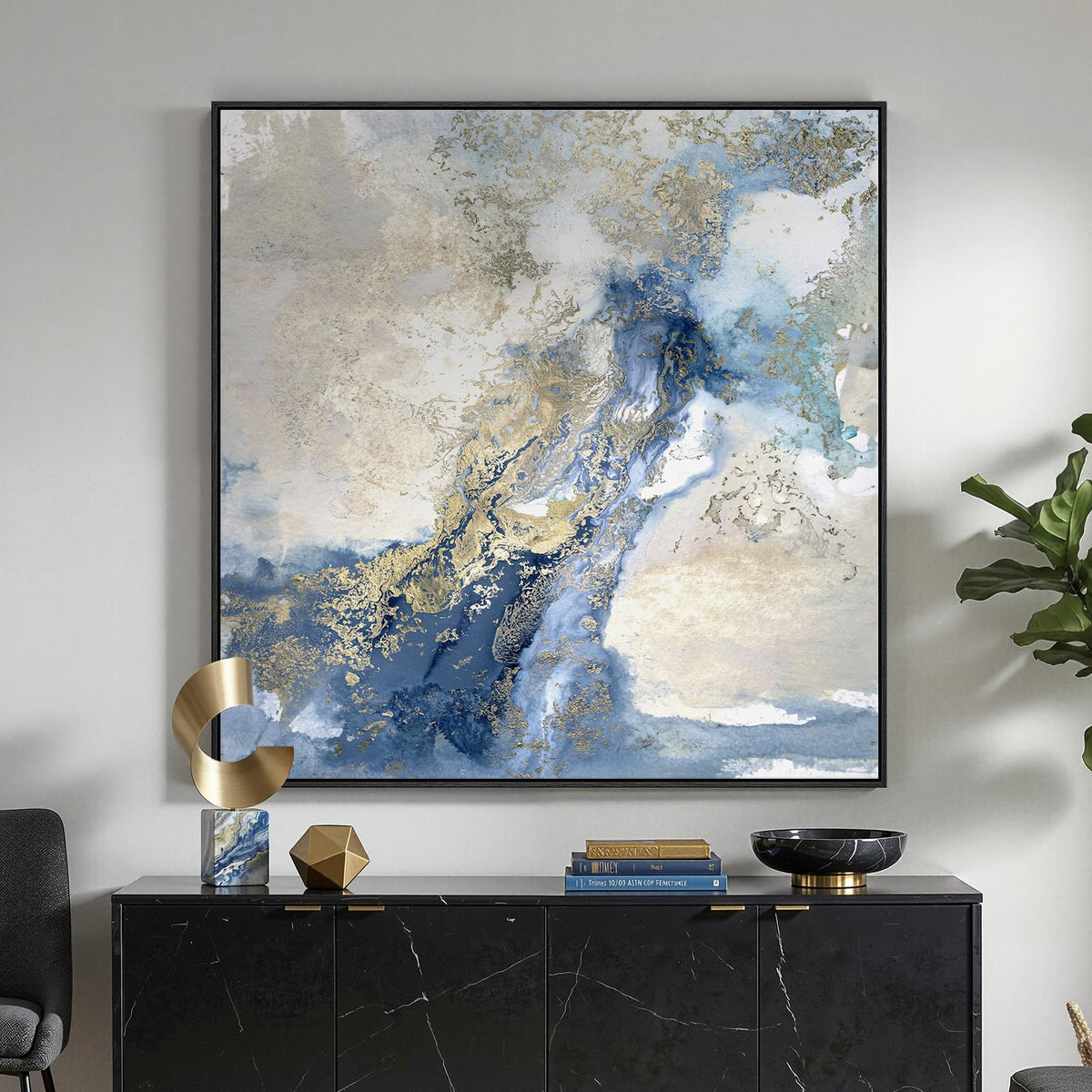 Framed Neutral Organic Abstract Canvas Wall Art for Dining Room, 30x30 Inch