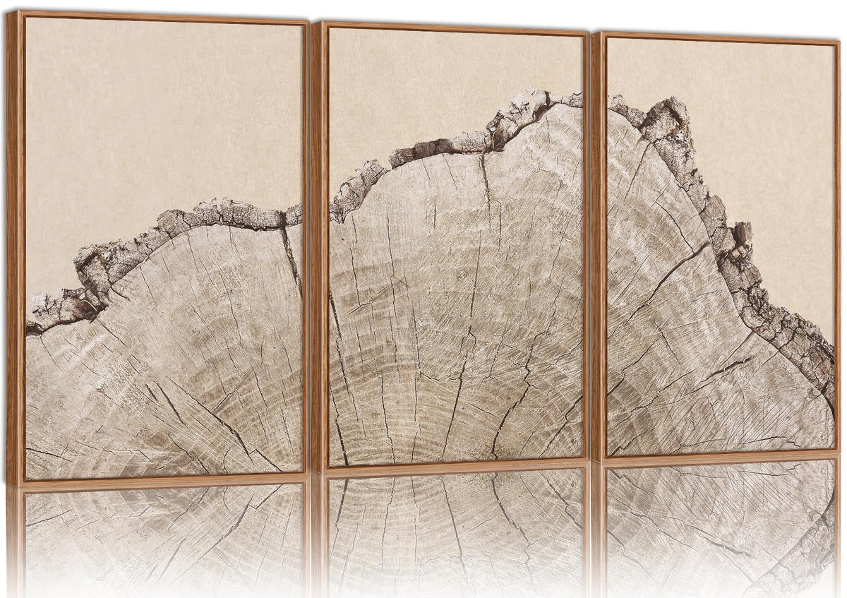 SIGNINART Orange Floral Framed Canvas Wall Art Set of 3, Mid Century Modern Flower Wall Decor, Neutral Plant Artwork, Boho Botanical Art Prints for Bedroom Living Room Office 16"x24"x3