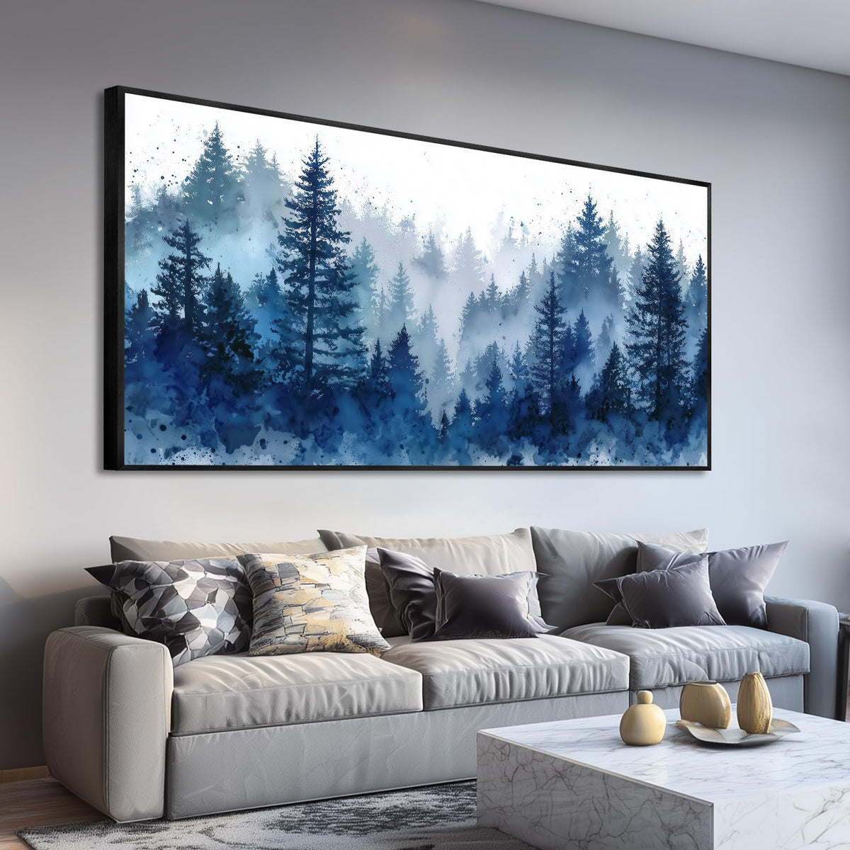 BewDalky Abstract Coastal Beach Wall Art Blue Ocean Waves Canvas Prints Modern Minimalist Landscape Painting Seascape Pictures Artwork for Living Room Bedroom Bathroom Beachy House Wall Decor 20"x40"
