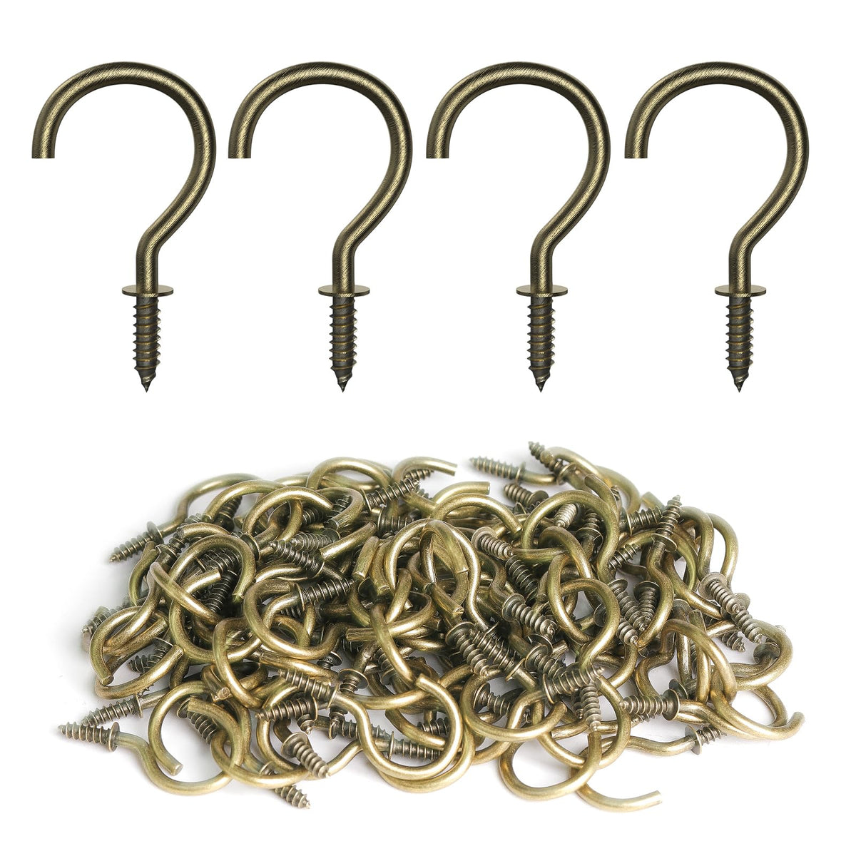 RELBRO Screw Hooks, 1 Inch Metal Screw in Cup Hooks, Black, 100 Pcs