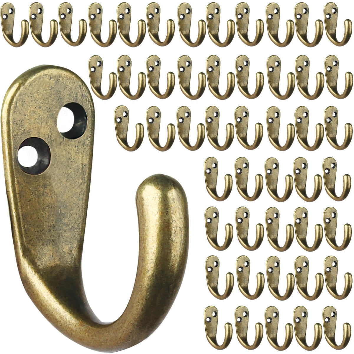 IBosins 50PCS Coat Hooks Wall Mounted Black Single Prong Robe Hook