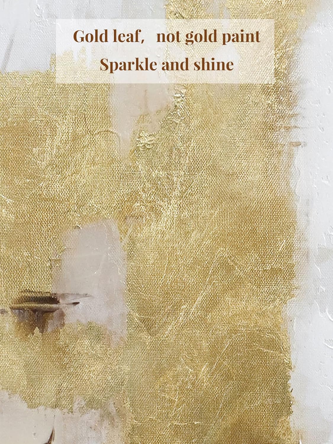 Zessonic Gold and Neutral Abstract Hand-Applied Brush Wall Art,20"x28"x2