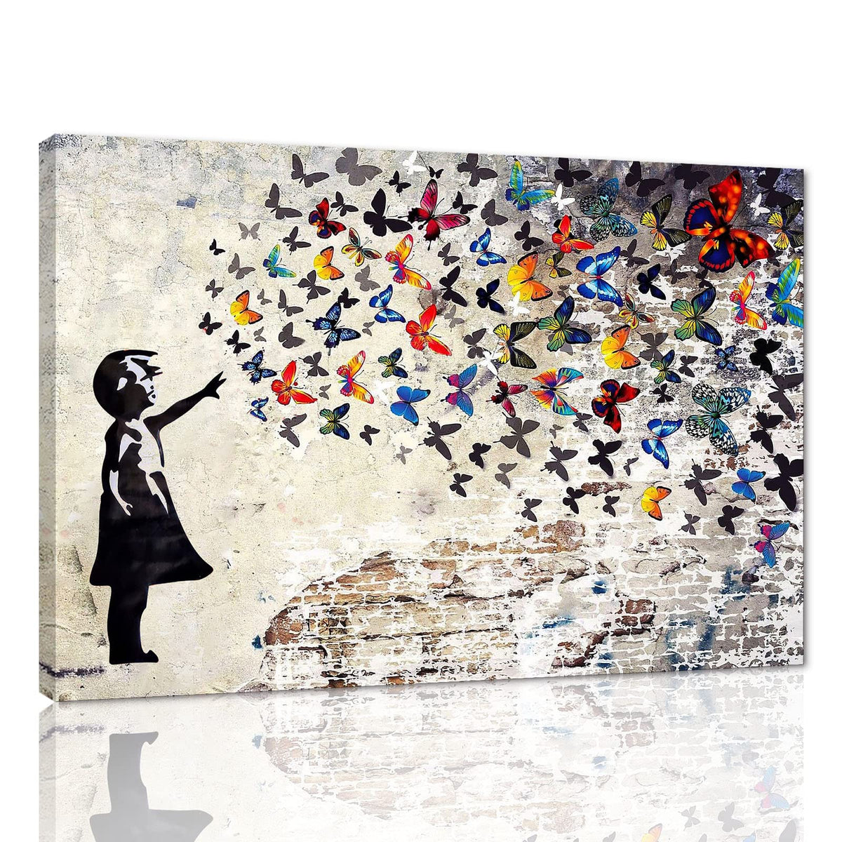 Banksy Wall Art Graffiti Street Giclee Canvas Paintings Poster and Prints Kid Wall Pictures girl Figure Street Picture Artwork Modern Framed Art for Home Wall Decor 24”Wx36”H