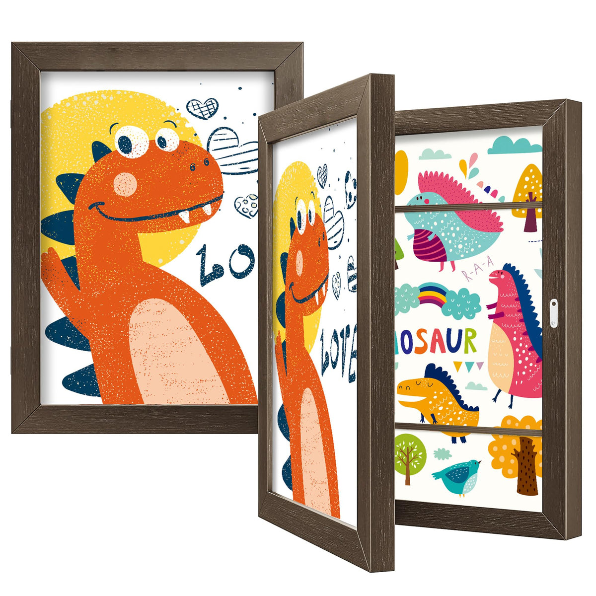 BAIJIALI Black Art Frames for Kids Artwork - Front Opening Holds 150 Drawings, 3D Crafts - 2 Packs 8.5x11 with mat or 9x12 without Mat