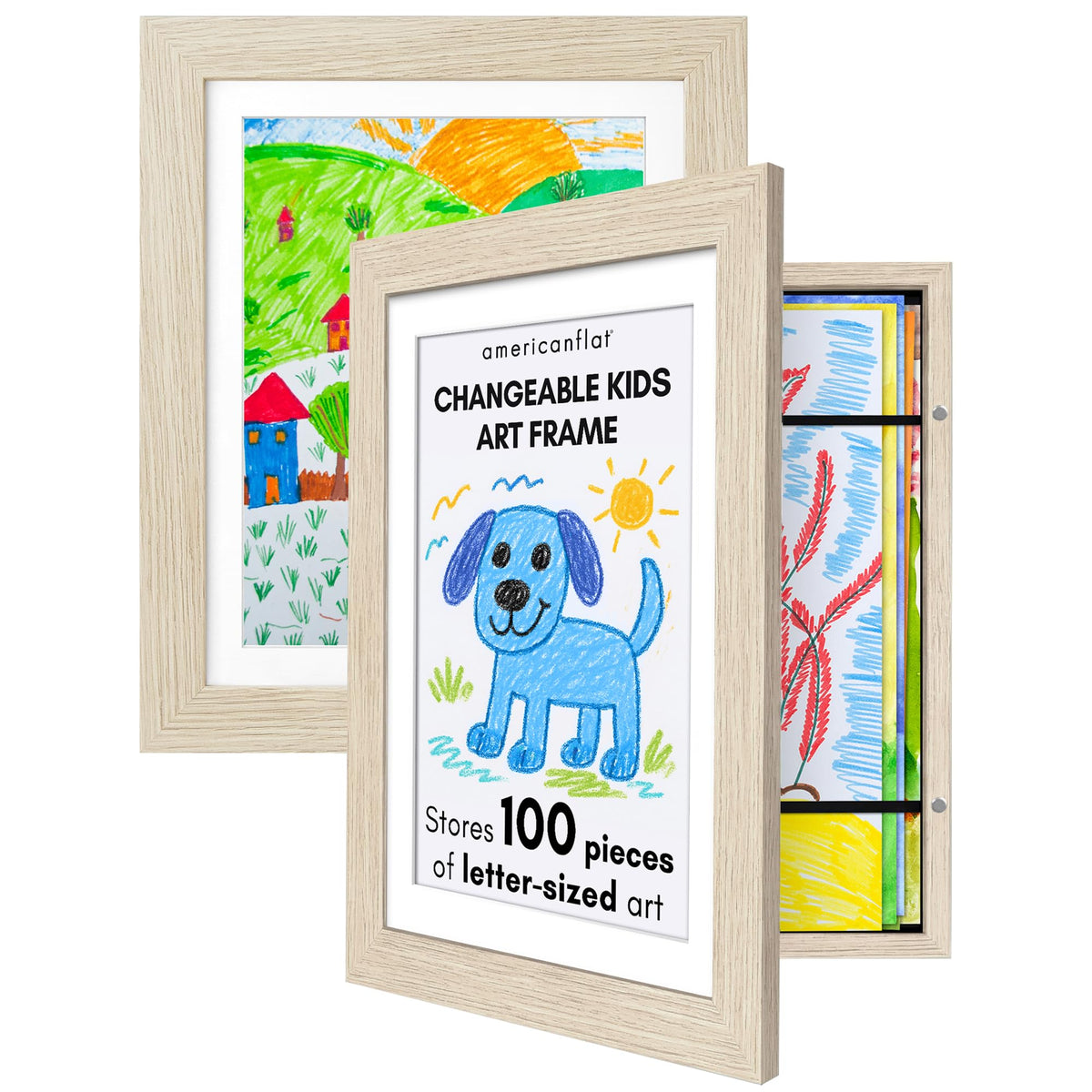 Americanflat 8.5x11 Changeable Kids Art Frame 2-Pack - Black