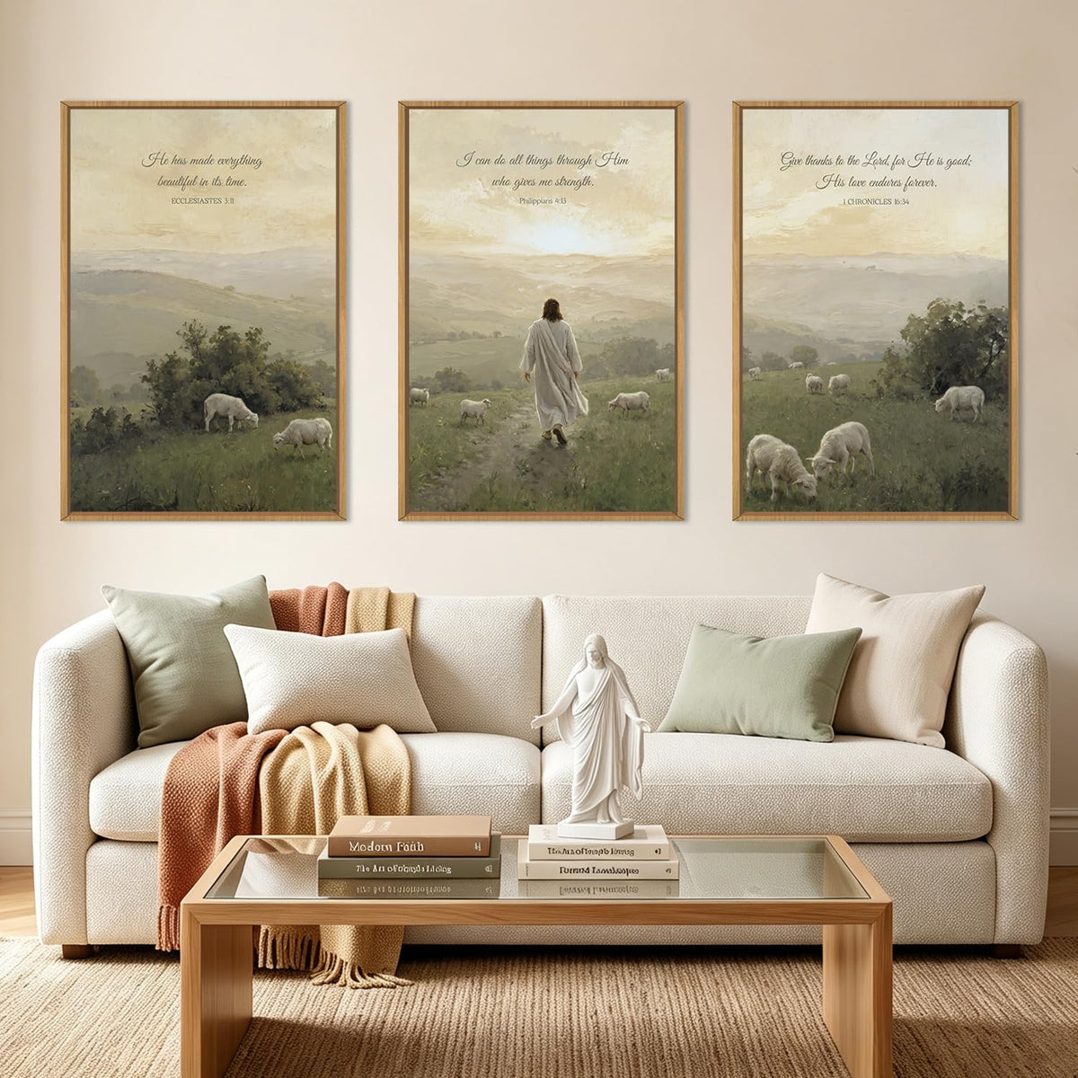 BINCUE Neutral Abstract Wall Art Beige Large Wall Decor Boho Mid Century Modern Artwork Art Print for Living Room Bedroom Office 24"x36" Set of 3 Gift