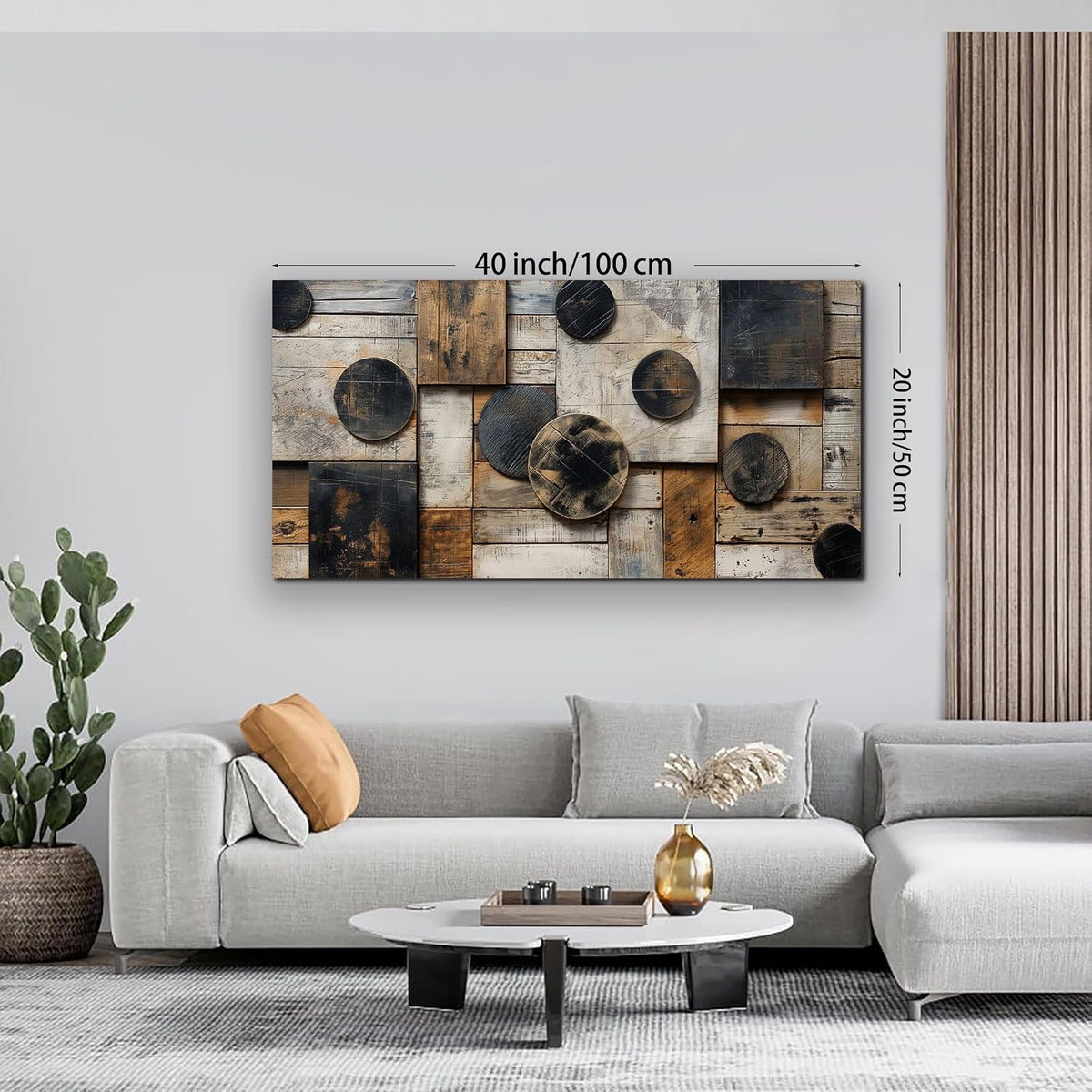 SSNEEKNDG Abstract Wall Art Geometric Black and Brown Canvas Art 20"x40"