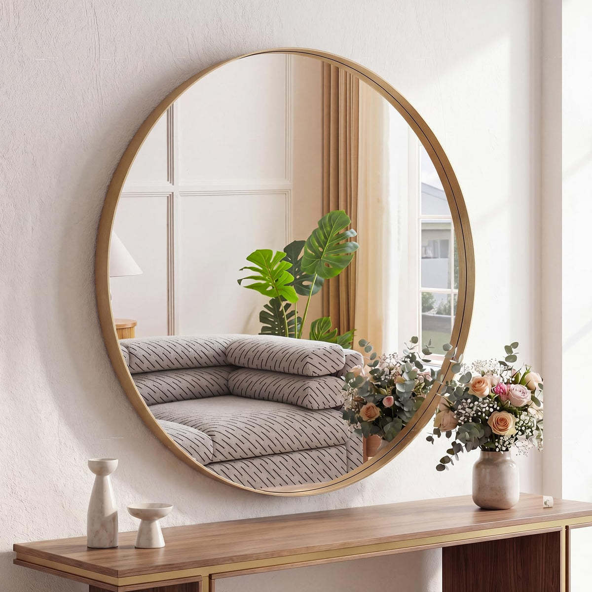 Sweetcrispy 24"x36" Arched Black Bathroom Mirrors for Wall
