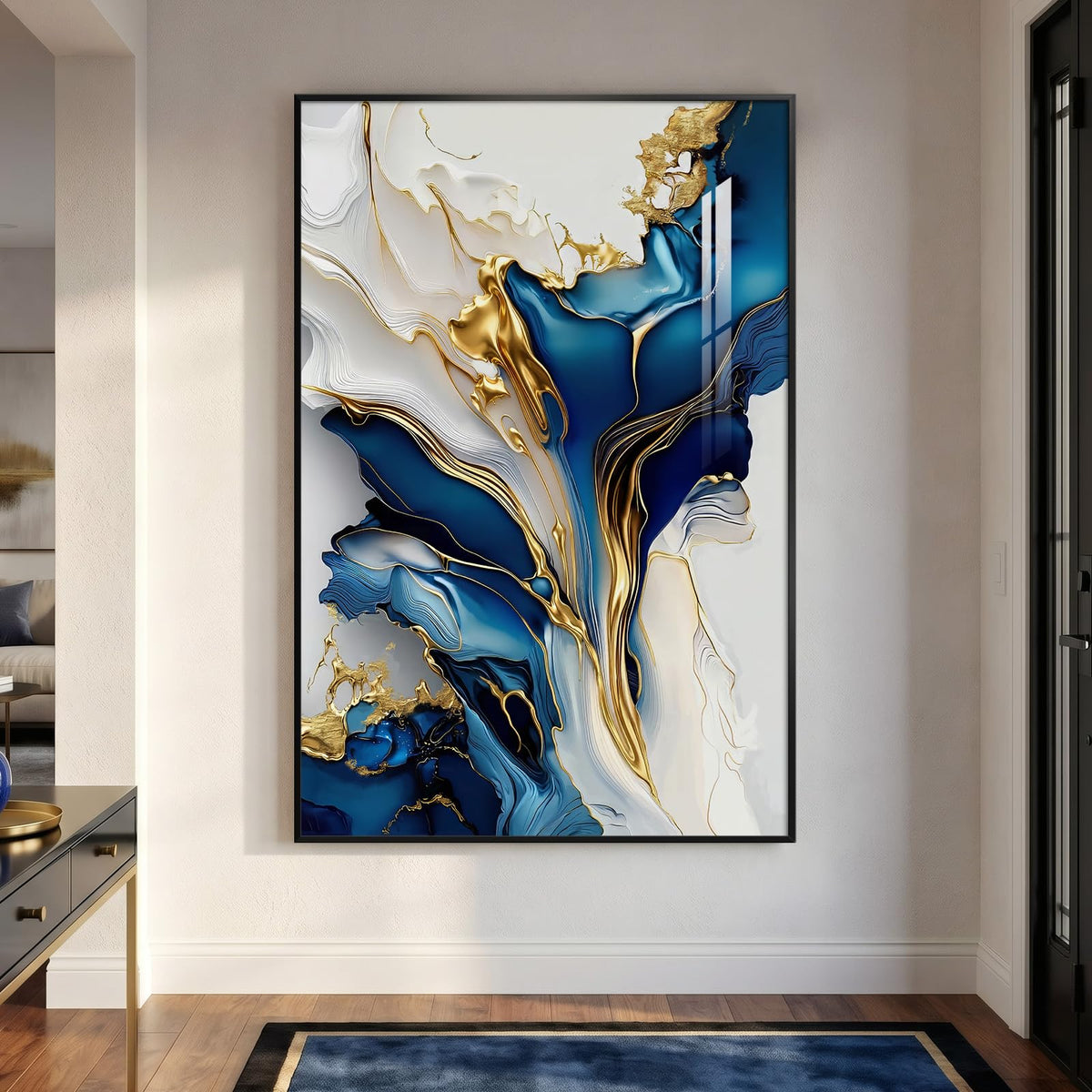 Extra Large Framed Brown Beige Abstract Wall Art for Living Room, 40x60 In