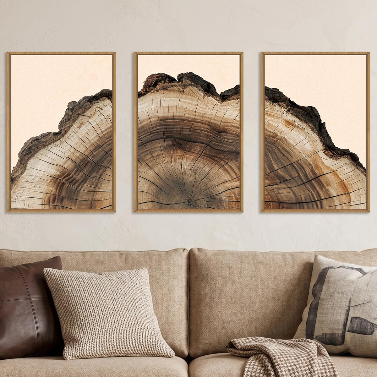 KAIRNE Neutral Abstrcat Landscape Framed Canvas Wall Art Set-40"x20"x1