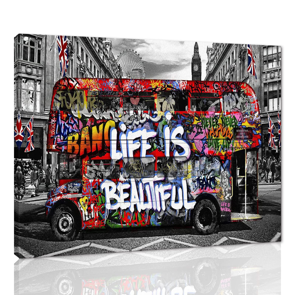 Banksy Wall Art Graffiti Street Giclee Canvas Paintings Poster and Prints Kid Wall Pictures girl Figure Street Picture Artwork Modern Framed Art for Home Wall Decor 24”Wx36”H